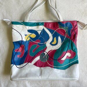 2/$40 🌟 Vintage Big Funky Patchwork Leather Tote